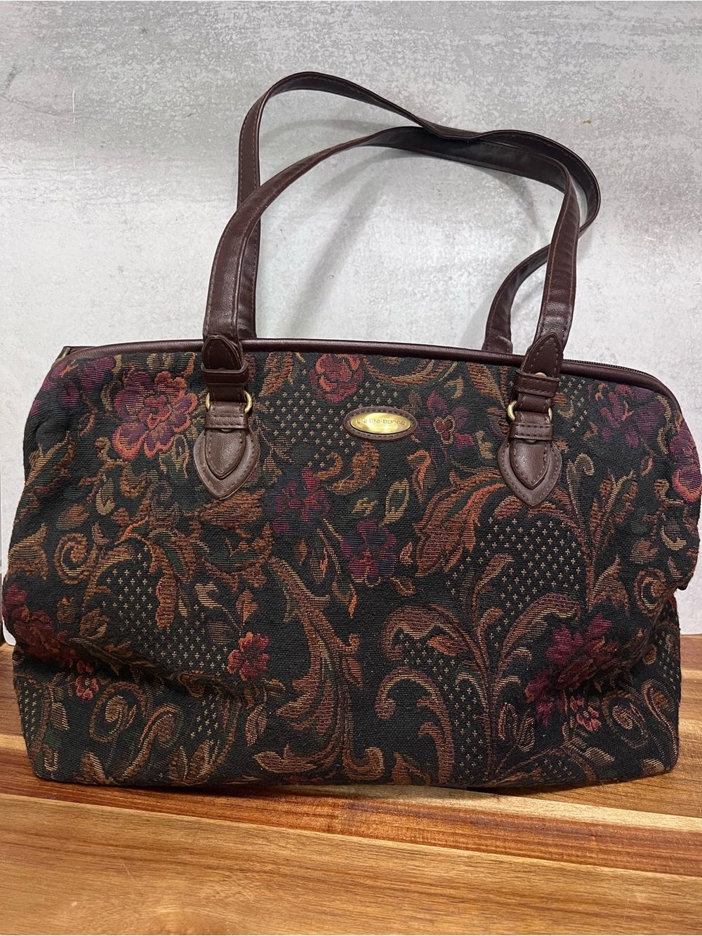 Vintage Liz Claiborne Tapestry Carpet large handbag satchel tote